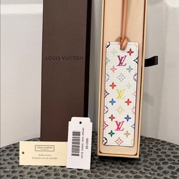 Louis Vuitton Accessories - SOLD NIB Louis Vuitton White Multicolor Monogram Murakami Leather Bookmark
